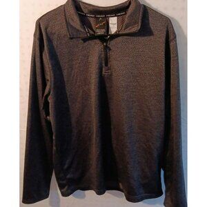 Head Sweater Mens Large Black Long Sleeve Pullover 1/4 Zip Mock Neck Fleece